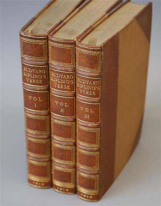 Kipling, Rudyard - Verse, 3 vols, 8vo, half pigskin calf, the Inclusive Edition, Hodder and Stoughton, London 1919